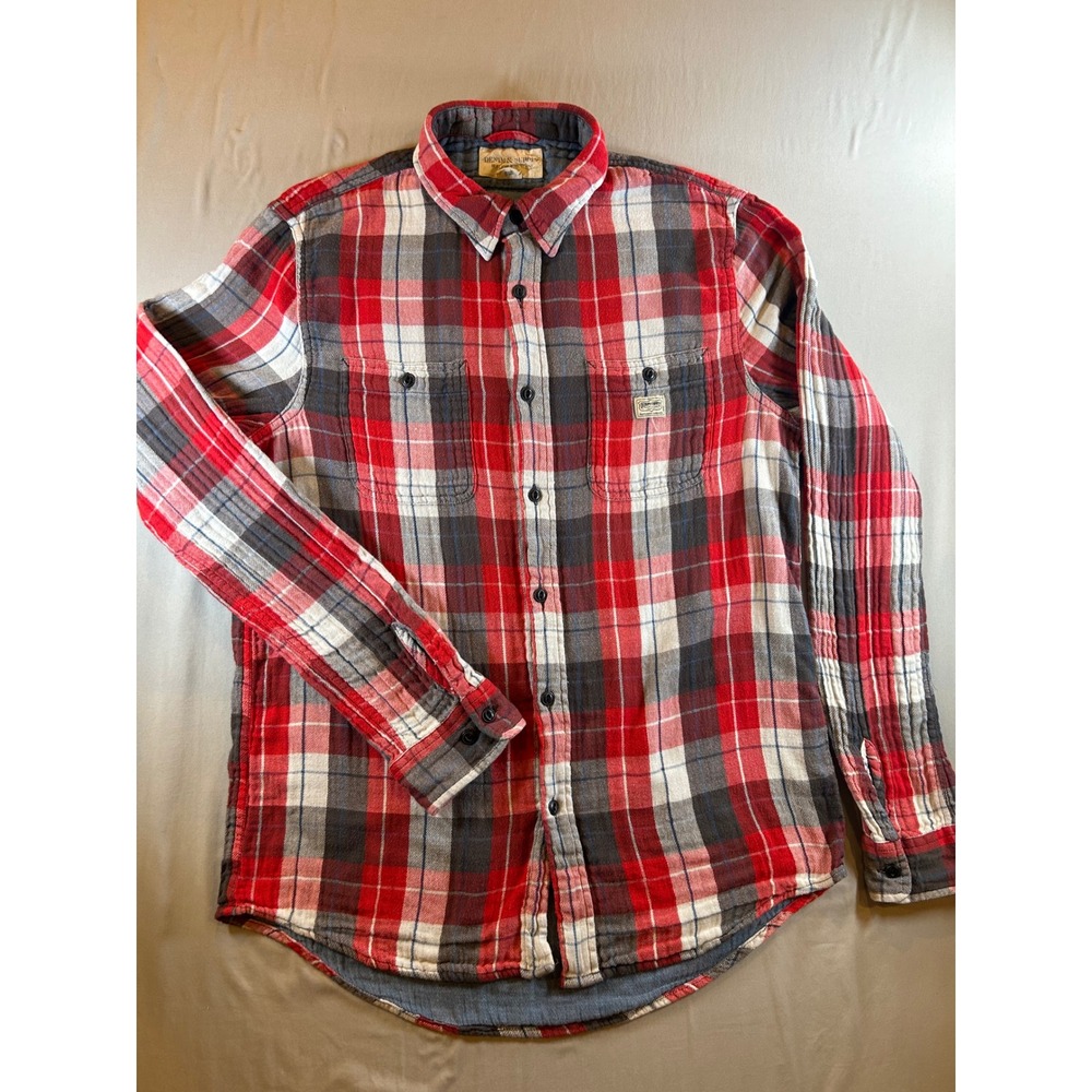 Denim & Supply Ralph Lauren Mens Plaid Flannel Shirt Red Grey Large 4700318679